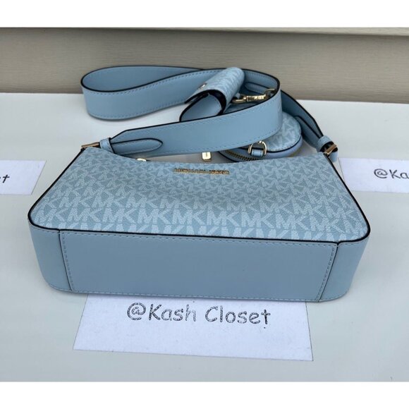 Michael Kors crossbody tech attach small jet set travel MK signature pale ocean - Picture 4 of 8